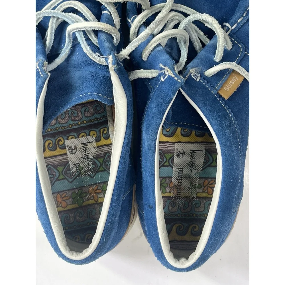 Stussy‎ x Timberland Blue Suede Boat Shoe Mens Size 10.5 US Lace Moc Rare